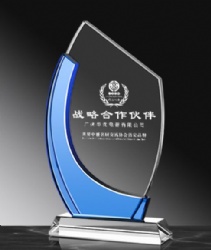 Azure Blue Accent Crystal Award for Strategic Partnership