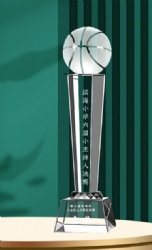 Crystal Award - Clear Crystal Basketball Trophy