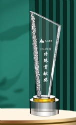 Crystal Award - Silver and Gold Accented Crystal Trophy