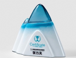 Blue Crystal Peak & White Ceramic Crystal Award