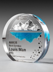 Crystal Award: Blue Mountain and Star Design