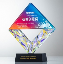 Blue, Purple, Orange Gradient Triangle Top & Diamond Crystal Award