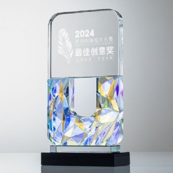 Crystal Award - Clear Rectangular Top & Faceted 