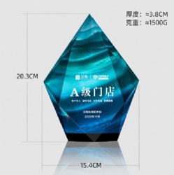 Geometric Teal Crystal Award