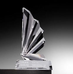 Crystal Award - Fan-Shaped Clear Crystal Trophy