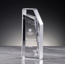 Crystal Award - Silver Frame Angled Top