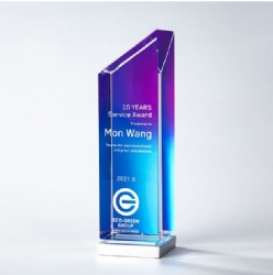 Crystal Award - Angled Prism with Blue and Purple Gradient