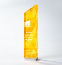 Yellow Crystal Award with Geometric Design