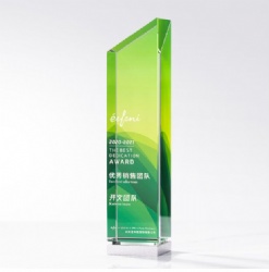 Green Gradient Angled Top Crystal Award