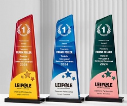 Blue/Green/Red Sloping Crystal Award