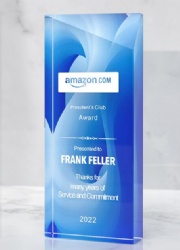 Crystal Award - Rectangular Blue Crystal Award