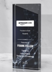 Dark Blue Rectangular Faceted Crystal Award