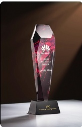 Faceted Burgundy Crystal Award