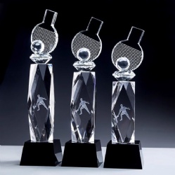 Crystal Award - Clear Crystal Table Tennis Award