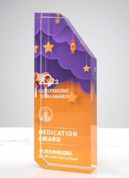 Angled Purple and Orange Crystal Award