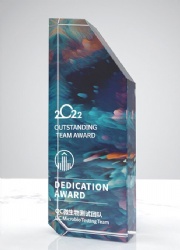 Crystal Award - Faceted Shape with Abstract Color Pattern