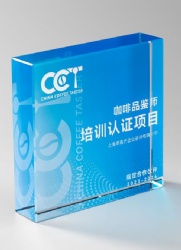 Blue Rectangular Crystal Award