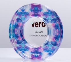 Blue and Purple Patterned Circle Crystal Award