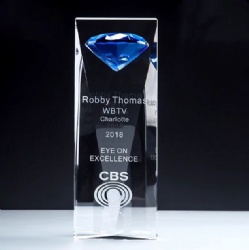 Blue Diamond Crystal Award - Rectangular