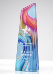 Crystal Award - Beveled Edge Abstract Color Design