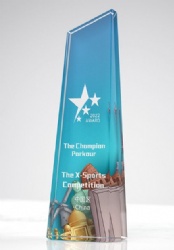 Angled Blue Crystal Award