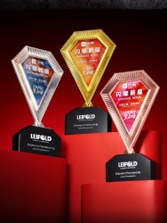 Diamond Crystal Award with Silver, Gold and Rose Gold Edges