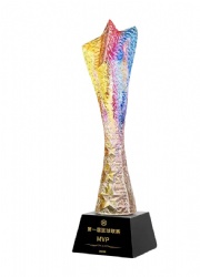 Crystal Award Star-Shaped Colored Glass Trophy