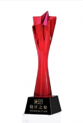 Crystal Award: Red Star Shape Design