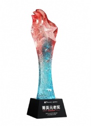 Red & Blue Crystal Award with Star