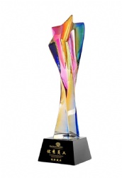 Multi-colored Twisted Star Crystal Award
