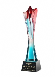 Red & Turquoise Star Crystal Award