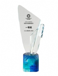 Crystal Award - Blue Base with Clear Sail Design