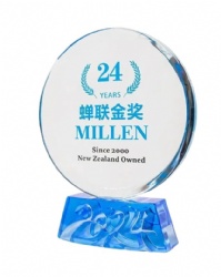Crystal Award - Blue Base with Clear Disc