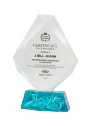 Diamond-Shaped Crystal Award with Blue Base