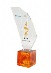 Angled Crystal Award with Amber Base