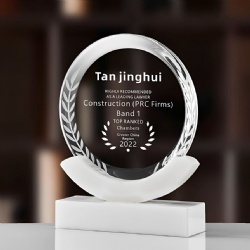 Clear Crystal Award with White Marble Base & Circular Design