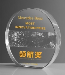 Circular Crystal Award in Golden and Clear