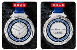 Silver Round Volleyball Custom Medal