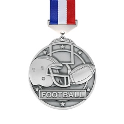 Silver Football Helmet and Ball Medal