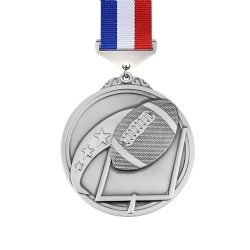 Silver American Football Goalpost Medal