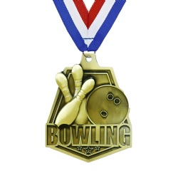 Gold Bowling Pin and Ball Medal