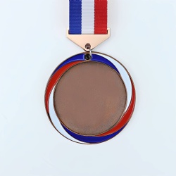 Blue Red White Circle Medal With Bronze-Buckle Ribbon