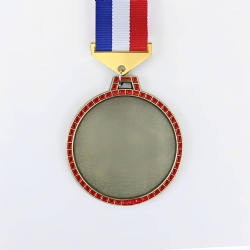 Red-Accented Medal with Gold-Buckle Ribbon