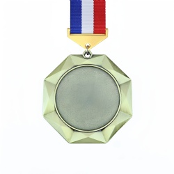Octagonal Gold Medal with Tri-Color Ribbon