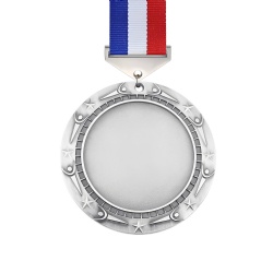 Silver Medal with Star Embellishments