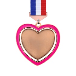 Heart-Shaped Pink Enamel Medal