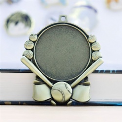 Gold Baseball Bat and Ball Medal