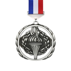Silver Medal with Torch and Laurel Wreath