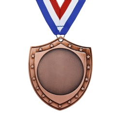 Bronze Shield Medal with Embossed Stars