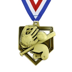 Gold Baseball Shield Medal